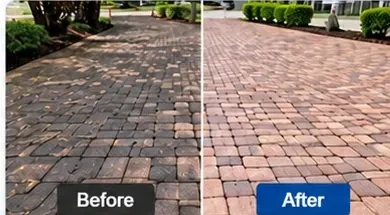Paver Cleaning and Sealing before and after